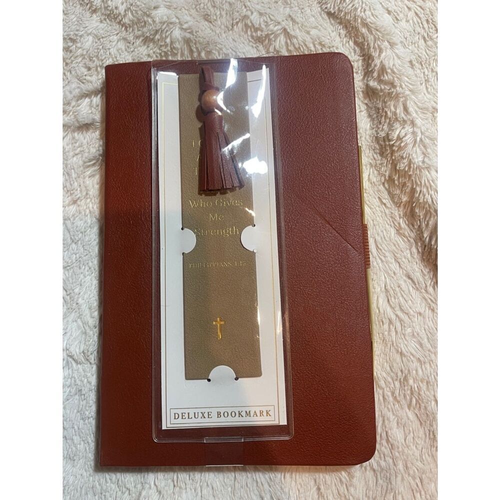 Deluxe Brown Faux devotional Leather Journal with Brown Tassel Bookmark